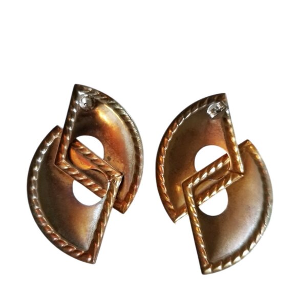 Vintage Navy Statement Earrings - Picture 2 of 3